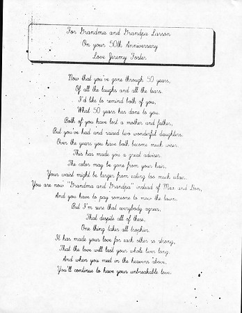 DON AND MAXINE 50TH POEM FROM JEREMY 1996